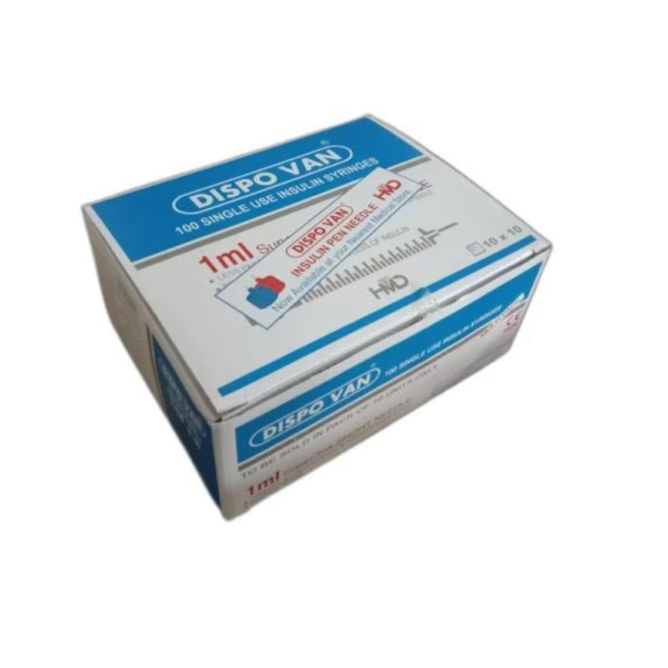 Dispo Van Insulin Syringe 1ml U-40 - 100 Units Pack