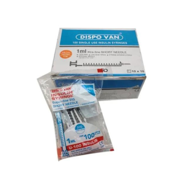 Dispo Van Insulin Syringe 1ml U-40 - 100 Units Pack