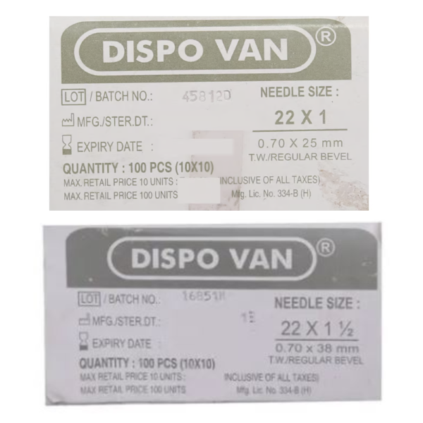 Dispovan Hypodermic Needle -22G*1 Inch & 22G*1.5 Inch