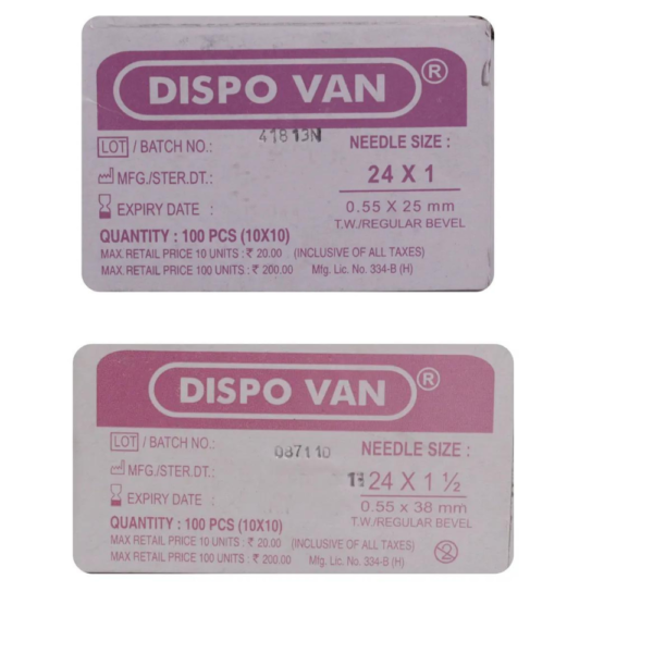 Dispovan Hypodermic Needle -24G*1 Inch & 24G*1.5 Inch