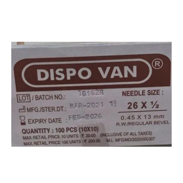 Dispovan Hypodermic Needle -26G*1/2 Inch